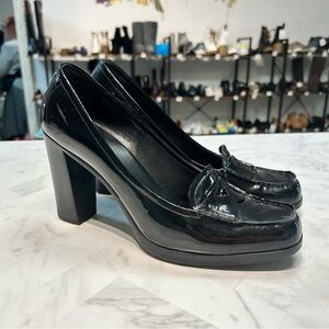 Prada patent leather block heel shoes size 39.5 US 9.5